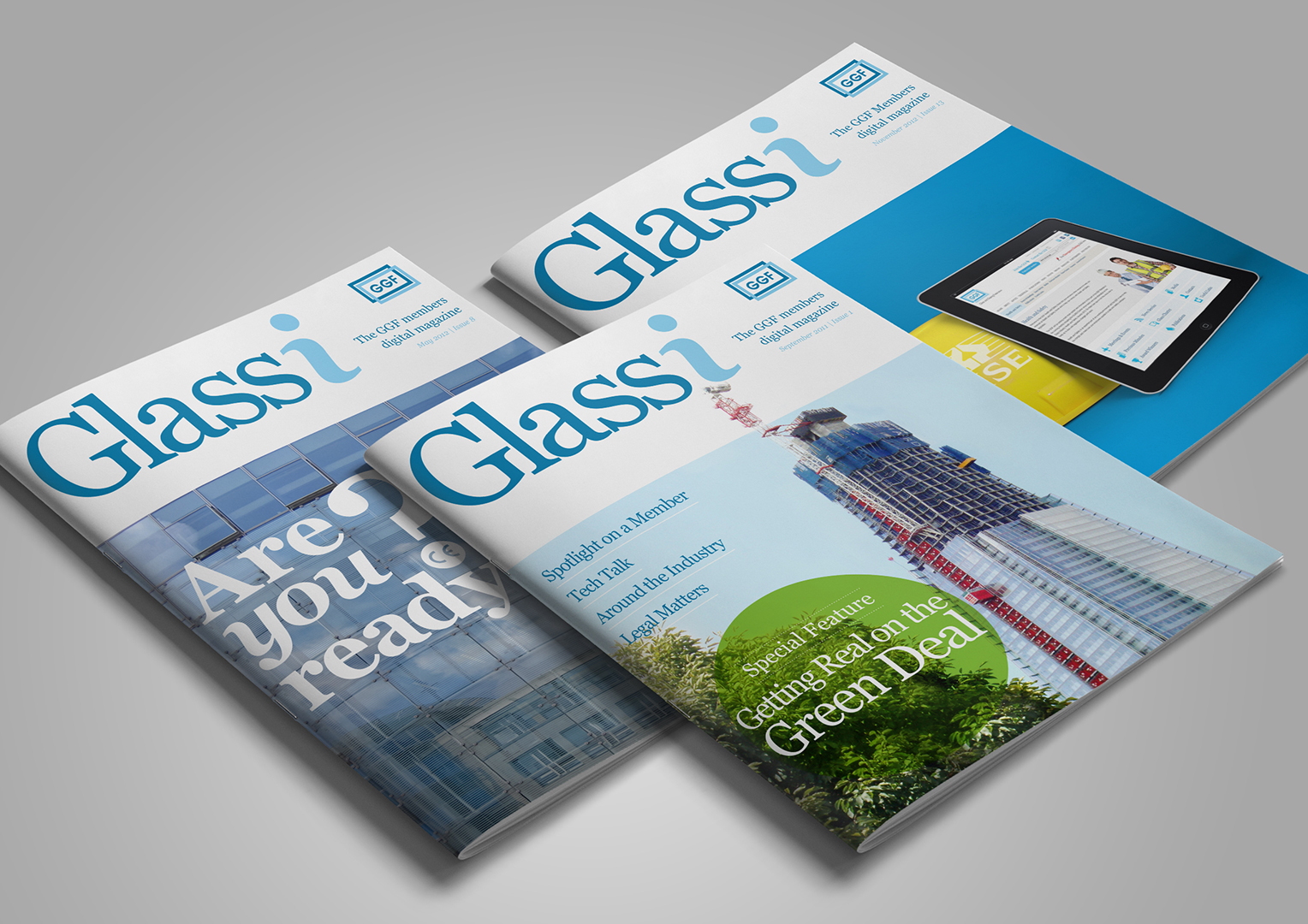 GGF The Glass and Glazing Federation. Glassi Digital Magazine. Creative artwork and graphic design.