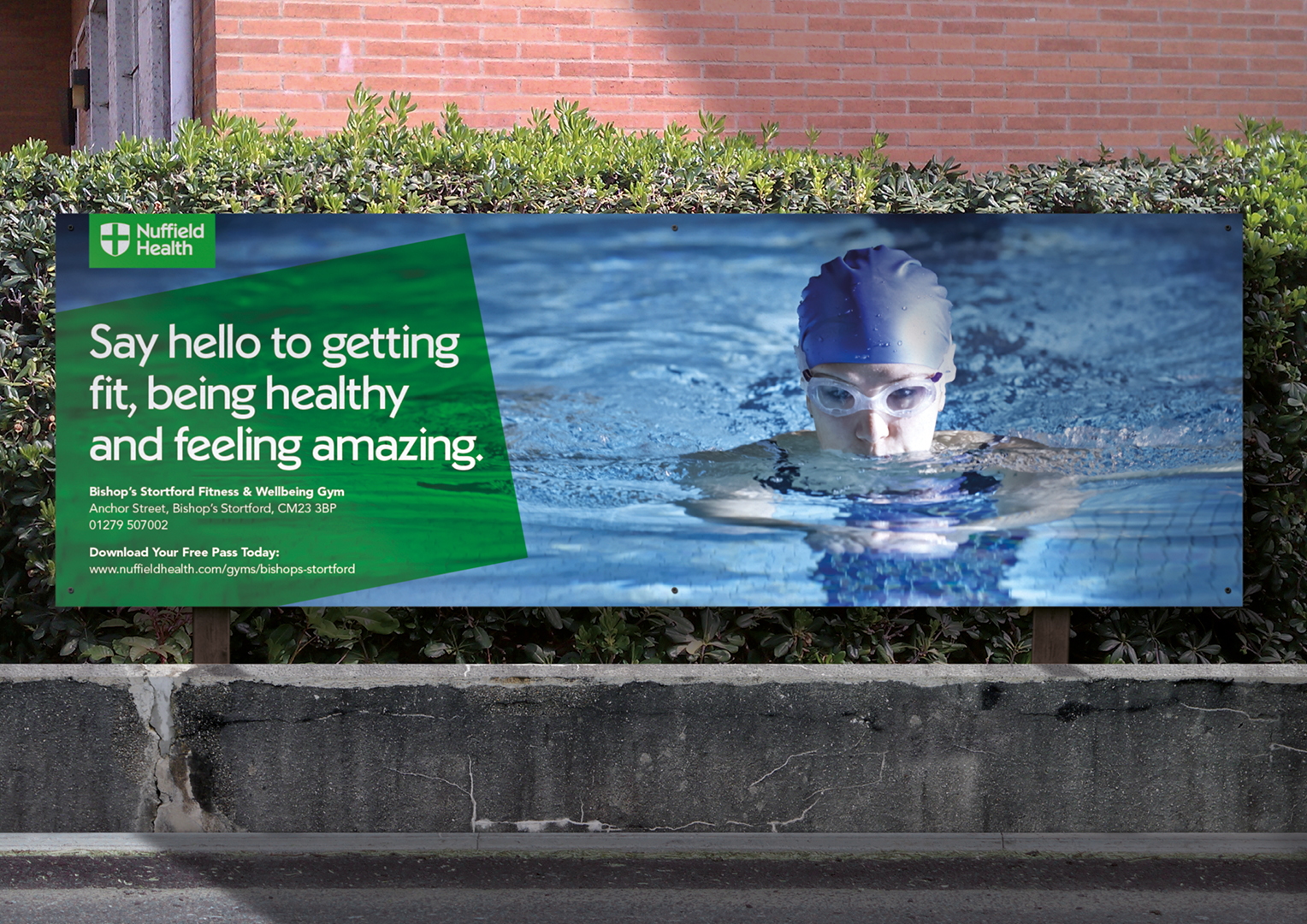 Nuffield Health. Banner signage. Creative artwork and graphic design.