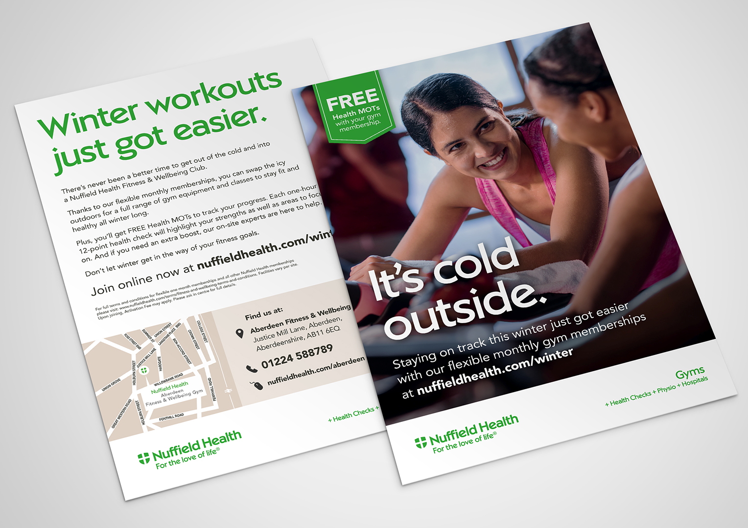 Nuffield Health. Campaign Leaflets. Creative artwork and graphic design.