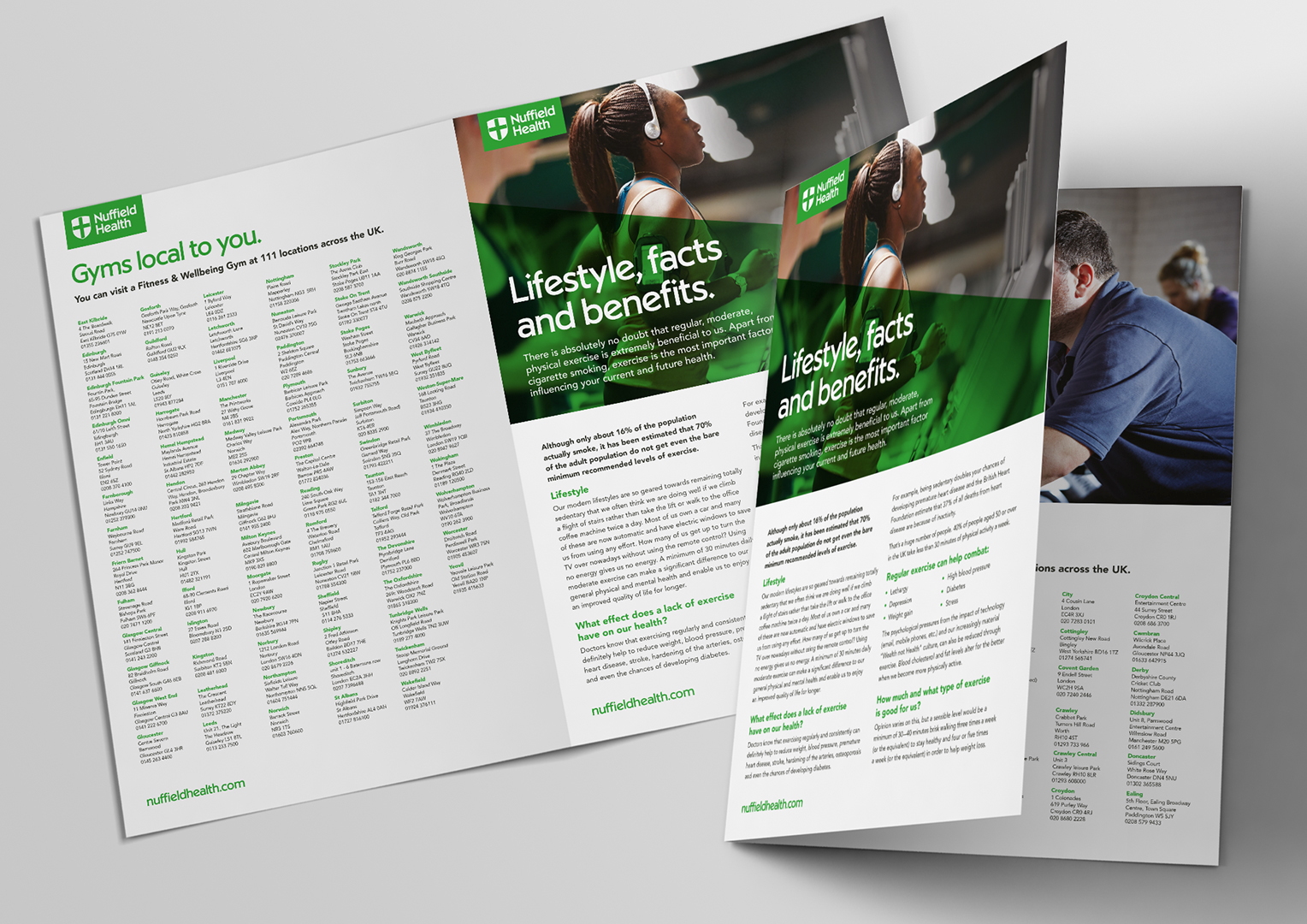 Nuffield Health. Campaign Leaflets. Creative artwork and graphic design.