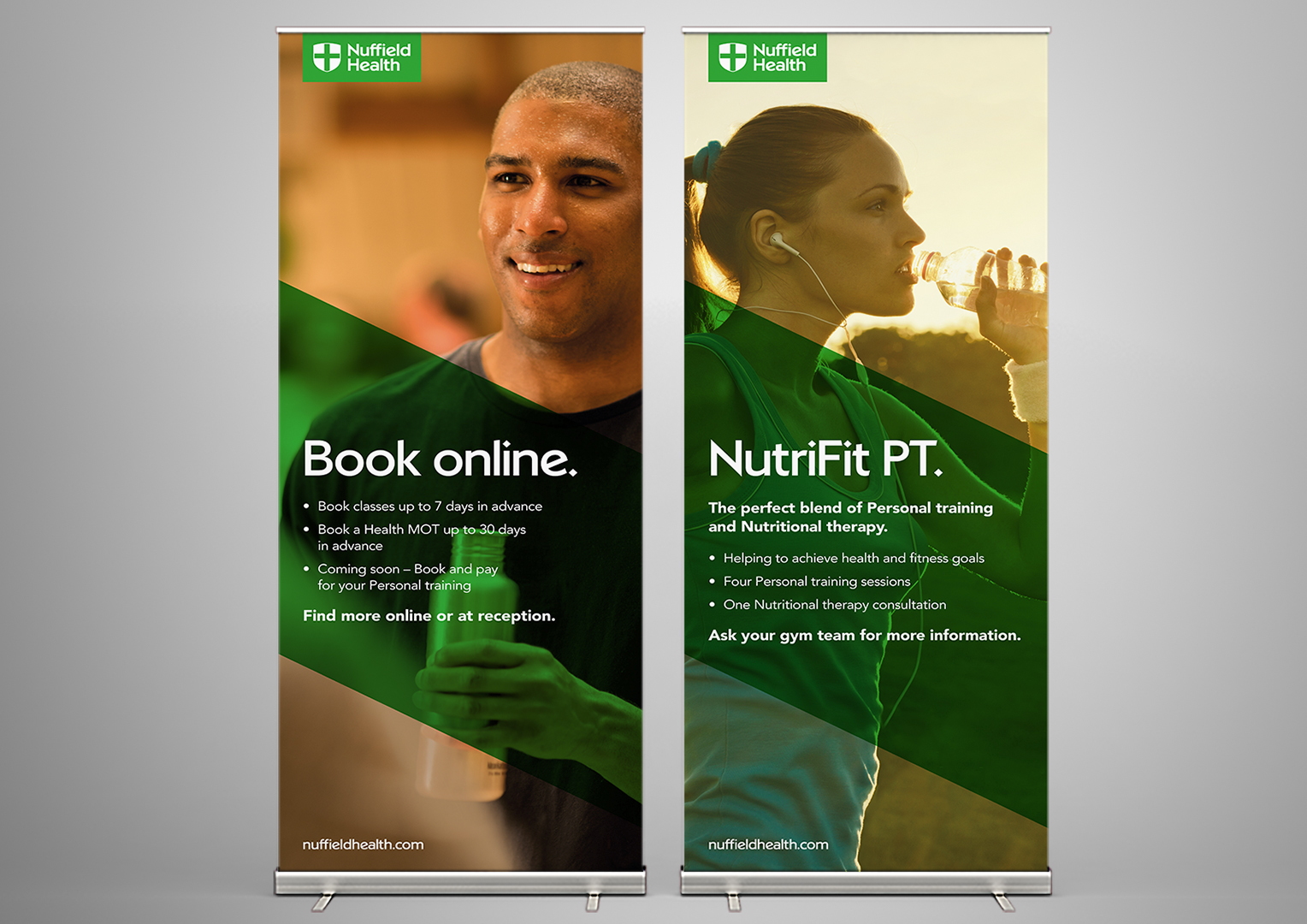 Nuffield Health. Popup Banners. Creative artwork and graphic design.