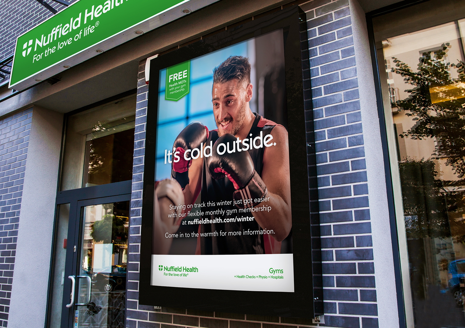 Nuffield Health. Gym signage posters campaign. Creative artwork and graphic design.