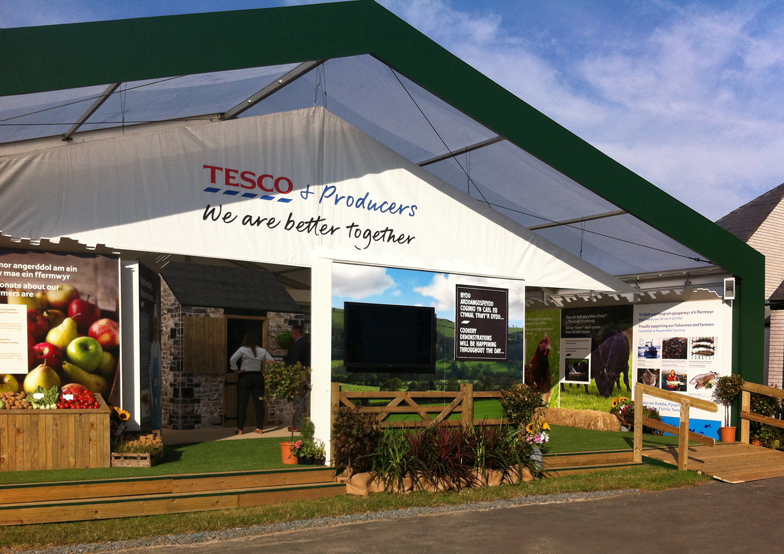 Tesco. Agricultural Show. Event space large format branding. Freelance Creative Artworker Manchester.