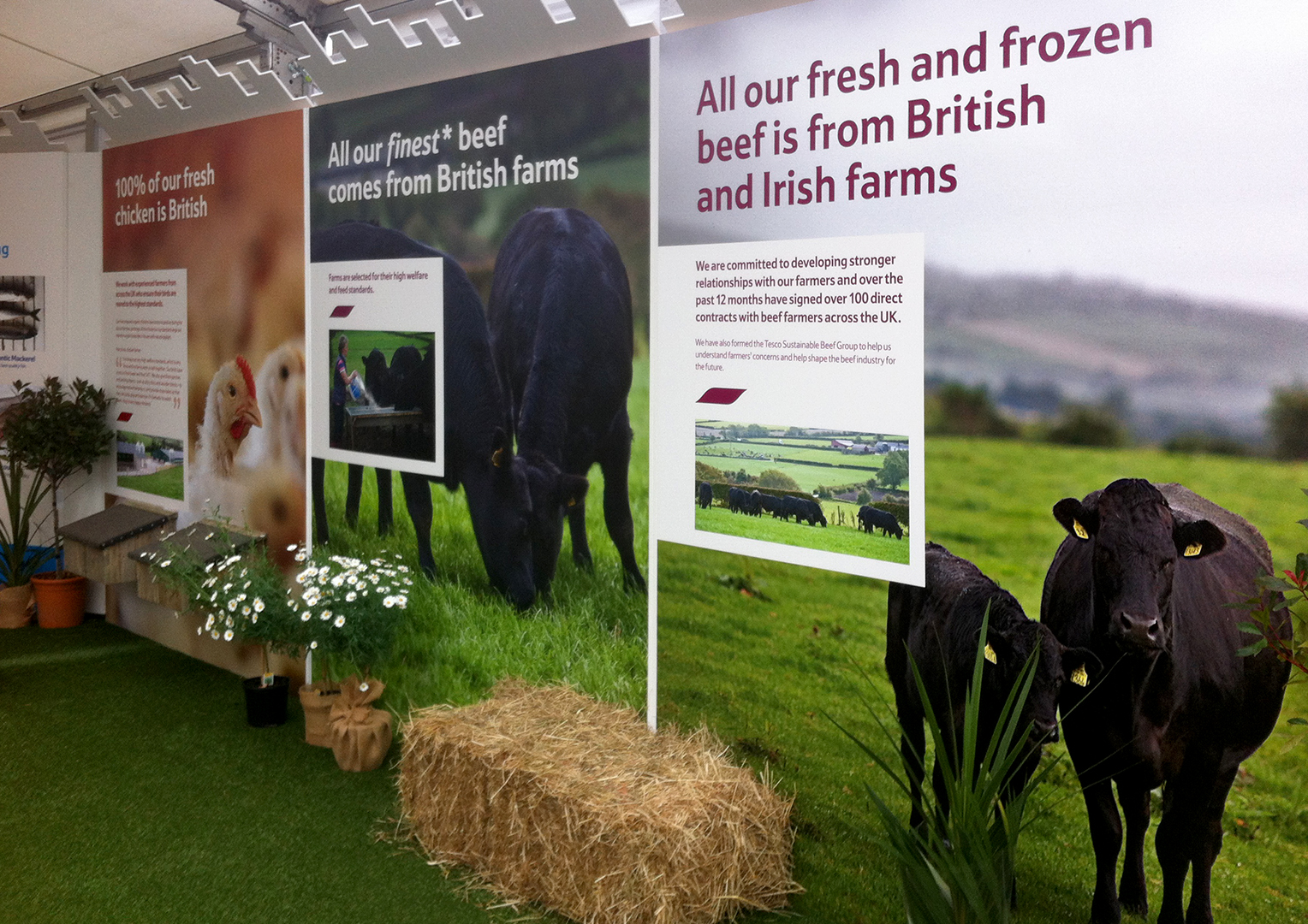 Tesco. Agricultural Show. Event space large format branding. Creative artwork and graphic design.