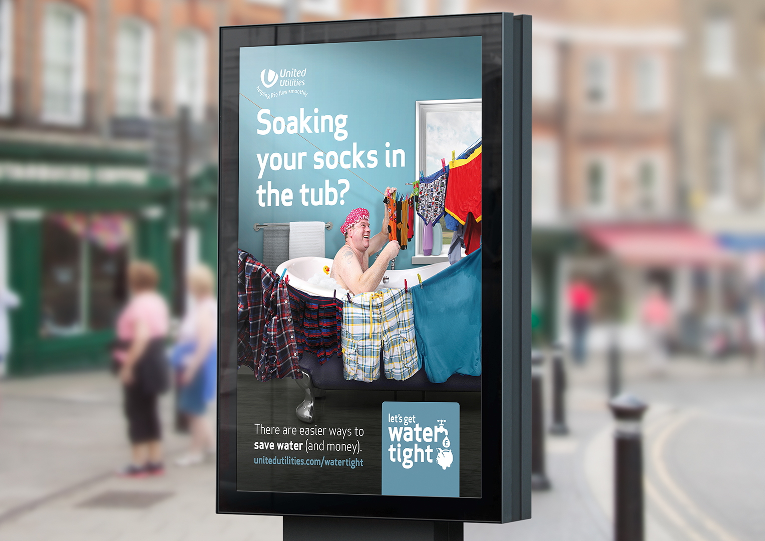 United Utilities. Water Tight Campaign. Press and Bus adverts and 6 Sheet adverts. Creative artwork and graphic design.