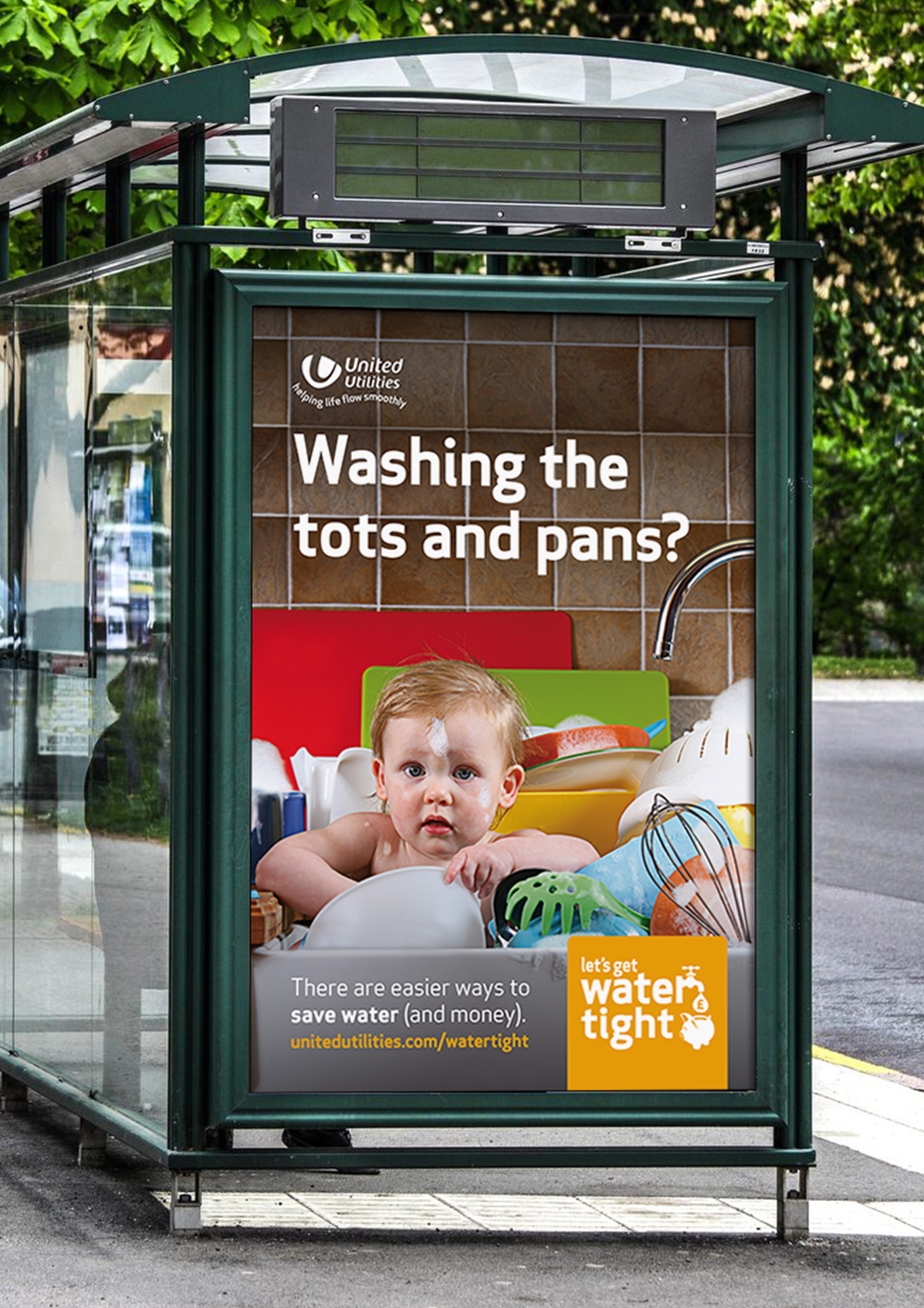 United Utilities. Press, Bus and 6 Sheet Ads. Creative artwork and graphic design.